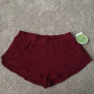 NWT Breeze ever flowy Pom trimmed boho shorts